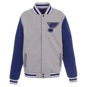 NHL St. Louis Blues Reversible Varsity Jacket Logos Royal & Grey JHD XL